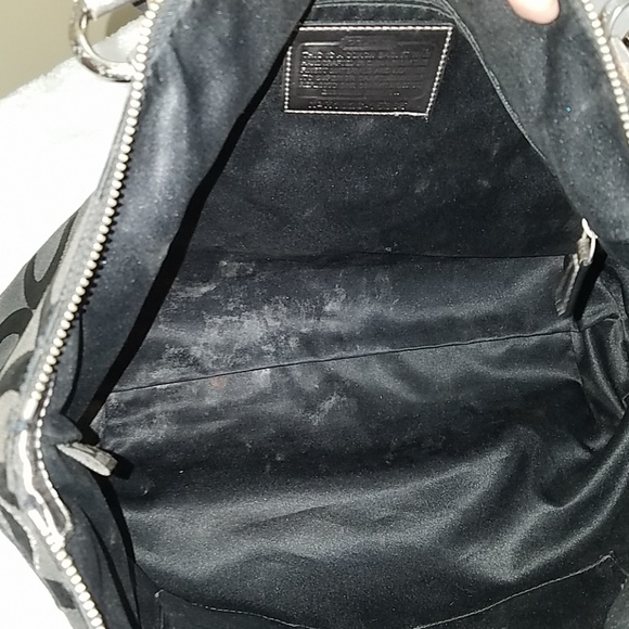 COACH BLACK & SILVER POPPY OP ART GLAM TOTE - Picture 5 of 8